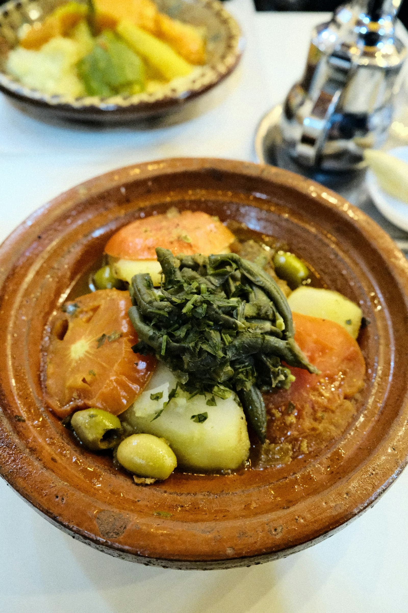 A vegetable stew in a clay pot